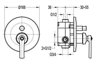Встраиваемый смеситель Swedbe Terracotta Art 2517 с подключением на два выхода бронза