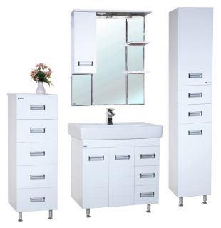 Зеркало-шкаф с подсветкой Bellezza Сиена 80см левый белый 00000001239