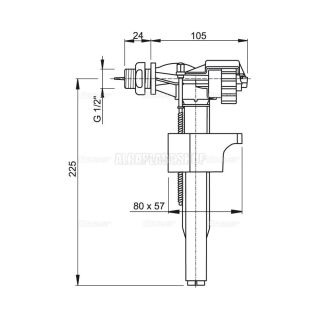 Впускной механизм AlcaPlast с боковой подводкой (для пластиковых бачков) A15P-1/2"