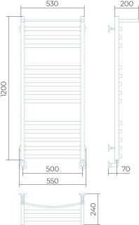 Водяной полотенцесушитель Larusso Гранд П14 с полкой 50x120см хром 4670078535528