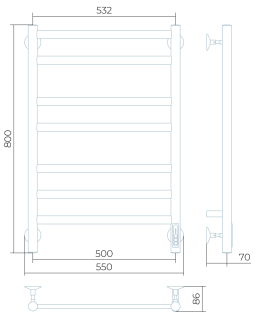 Электрический полотенцесушитель Larusso Классик премиум П7 50x80см хром 4670078536266