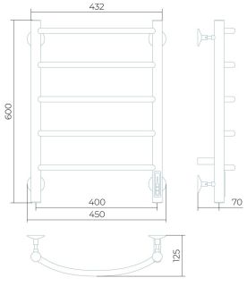 Электрический полотенцесушитель Larusso Классик П5 40x60см чёрный матовый 4670078536501