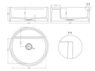 Накладная раковина Salini Armonia Top 02 S-Stone 130126MRF 45см RAL полностью