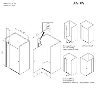 Душевая дверь  AM.PM Sunny W87G-100-1P-MT прозрачное стекло профиль серебристый 100x190