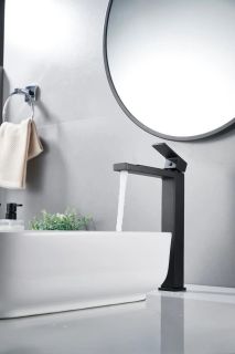 Смеситель для раковины высокий Knotlor KN-24/BL, черный