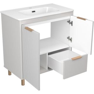 Напольная тумба под раковину Brevita Risacca Crema 80 УТ000025680 Серая матовая