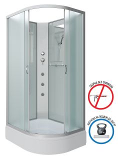 Душевая кабина Niagara NG-33084-14LBKG с гидромассажем 100x80см серебро/матовое