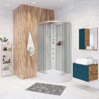 Душевая кабина Niagara NG-33094-14LBKTG с гидромассажем 100x90см серебро/матовое