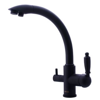Смеситель для кухни Swedbe Selene Plus K8045M в комплекте с фильтром Аквафор Морион чёрный матовый