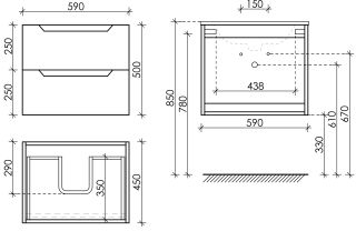 Подвесная тумба под раковину Sancos Norma 2.0 NR2.060W 60см белый глянец