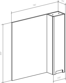 Зеркало-шкаф Bellezza Пегас 80см правый чёрный 00000008059