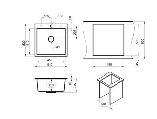 Мойка кухонная Granula 5102, АЛЮМИНИУМ