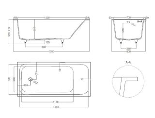 Ванна из искусственного камня Salini Orlanda Kit S-Sense 102116G 170x80см белый глянцевый