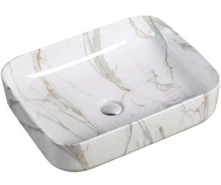 Раковина накладная SantiLine SL-7020 50см светло-серый мрамор