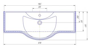Мебельная раковина Kirovit Классик 120см белый 00000006029