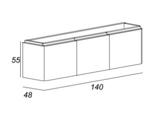 Тумба Cezares под раковину подвесная, с шестью выдвижными ящиками 55232 Blu Petrolio, 140x48x55