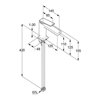 Смеситель для раковины Kludi Decus 542823975 чёрный матовый
