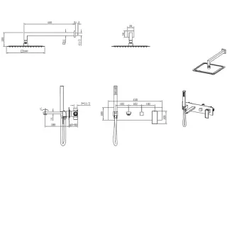 Душевой комплект Boheme Qubic 474-CB брашированная медь