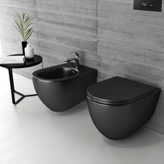 Подвесной унитаз Isvea Infinity 10NF02001SV-2N безободковый крышка микролифт чёрный матовый