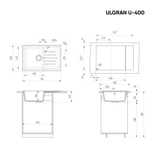 Кухонная мойка Ulgran Classic U-400-308 чёрный