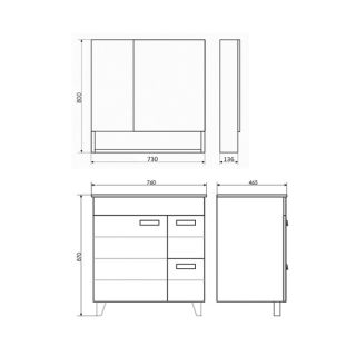Comforty Зеркало Клеон 75 см белый/дуб дымчатый 00-00004755