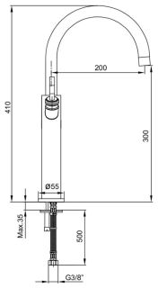 Высокий смеситель для раковины E.C.A. Ottoman 102208614EX антик лак
