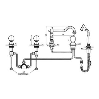 Смеситель на борт ванны Rav Slezak Brilliance BRILLIANCE164.5PZ бронза