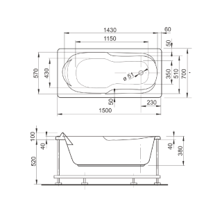 Veedi Ванна акриловая Iva 150х70 с каркасом