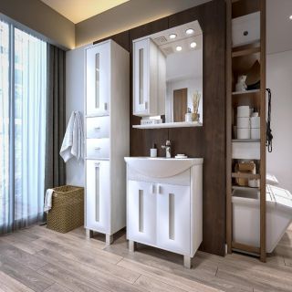 Тумба под раковину Бриклаер Бали 4627125412097 60 см светлая лиственница/белый