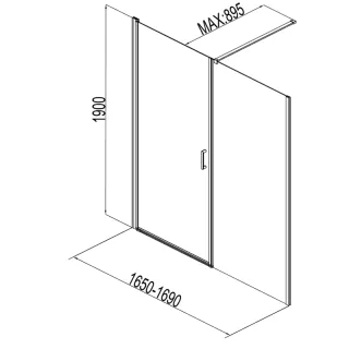 Душевая дверь Aquanet Cinetic AE12-N-80H190U-CT + AE12-F-90H190U-CT 254240 170 см стекло прозрачное профиль хром
