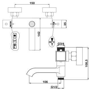 Смеситель для ванны Swedbe Hermes 9043B термостатический чёрный