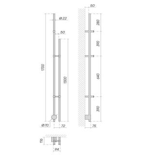 Электрический полотенцесушитель Broner Bruno Due BRD.094.170.0000.S 170 см с кнопкой сатин