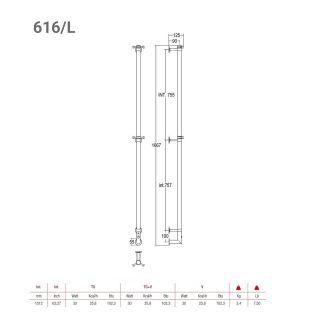 Полотенцесушитель электрический Margaroli Arcobaleno 616/X/L Switch Brushed Gold BG 168x12 см брашированное золото