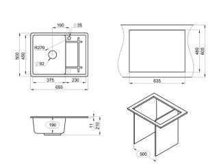 Мойка кухонная Granula 6501, ТУРМАЛИН