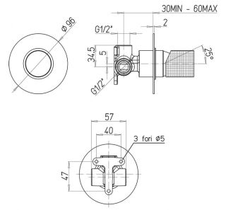 Встраиваемый смеситель для душа Paini Cox Grip 7GCR690 хром