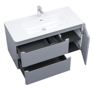 Подвесная тумба с раковиной IDDIS Edifice EDI10L0i95K 100см светло-серый