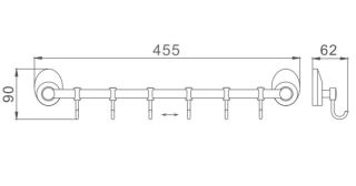 Планка с крючками для полотенец Haiba HB1615-6 хром