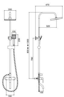 Душевая стойка Boch Mann ECO Quadro Black чёрный BM8427