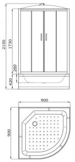 Душевая кабина Parly 90x90см EF921