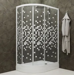 Душевой уголок Triton Коралл Щ0000043490 правый 120x80 см профиль белый стекло мозаика