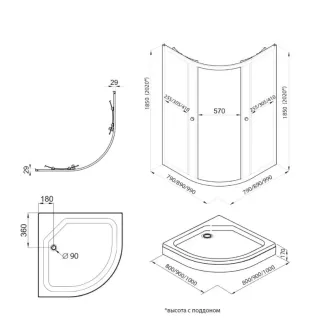 Душевой уголок Triton Альфа Щ0000054224 90x90 см профиль чёрный стекло прозрачное