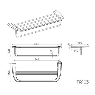 Полка для полотенец Knotlor  TR103BL, черный