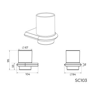 Стакан для ванной комнаты Knotlor SC103GM, оружейная сталь
