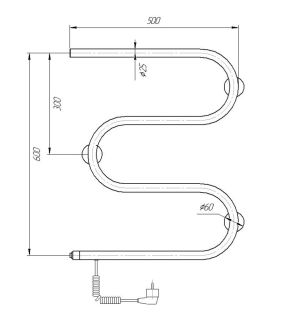 Полотенцесушитель электрический Domoterm DMT 107-25 60x50 EK L хром