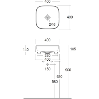 Раковина Kludi Resa C 58CW3043 40 см белый