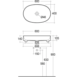 Раковина Kludi Resa O 58CW2053 60 см белый матовый