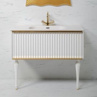 Тумба под раковину Armadi Art Vallessi Avangarde Canale 100см белый/золото 843-100-WG