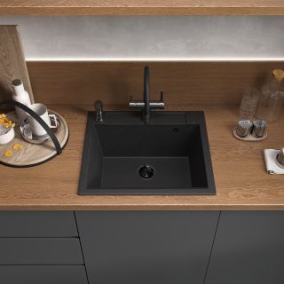 Мойка кухонная Reflexion Cubi 55-CL RX1555CL уголь
