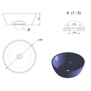 Раковина Holbi Moon 43см белый/цветной матовый 1.02.001.11.2
