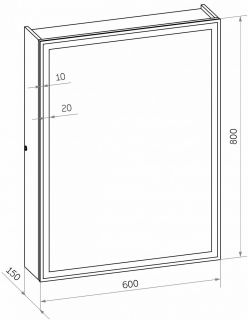 Зеркало-шкаф с подсветкой Art&Max Techno 60см чёрный матовый AM-Tec-600-800-1D-DS-F-Nero